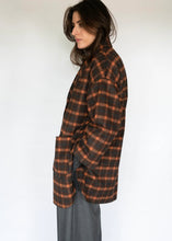 Cargar imagen en el visor de la galería, Chaquetón de Lana Fina Cuadros Naranjas