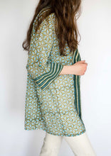 Load image into Gallery viewer, Kimono Stripes & Green Flowers