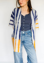 Load image into Gallery viewer, Kimono Tie Dye Yellow & Blue Stripes