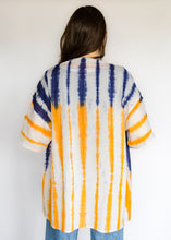 Load image into Gallery viewer, Kimono Tie Dye Yellow & Blue Stripes
