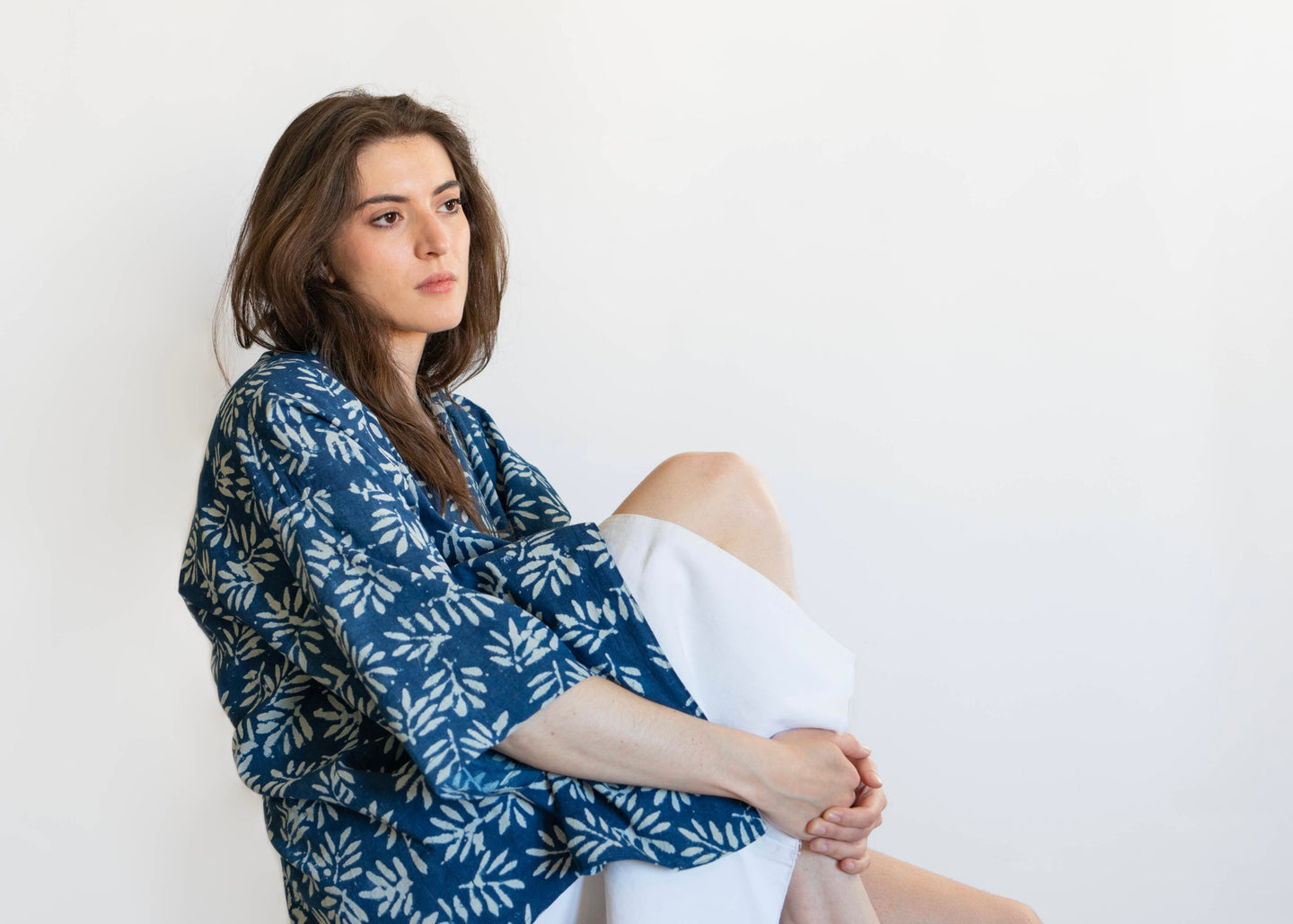 Kimono Hojas Azul Indigo