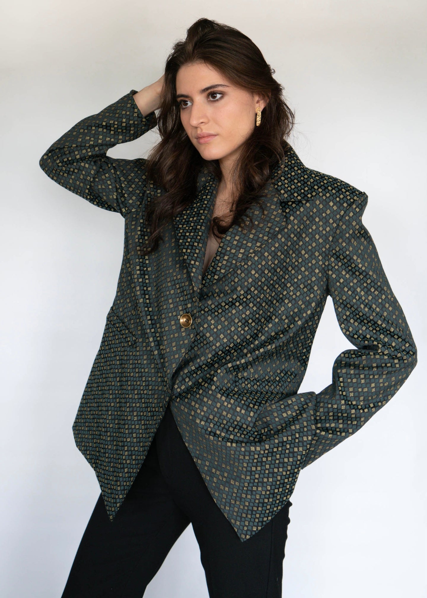 Chaqueta de Rombos Verde y Oro