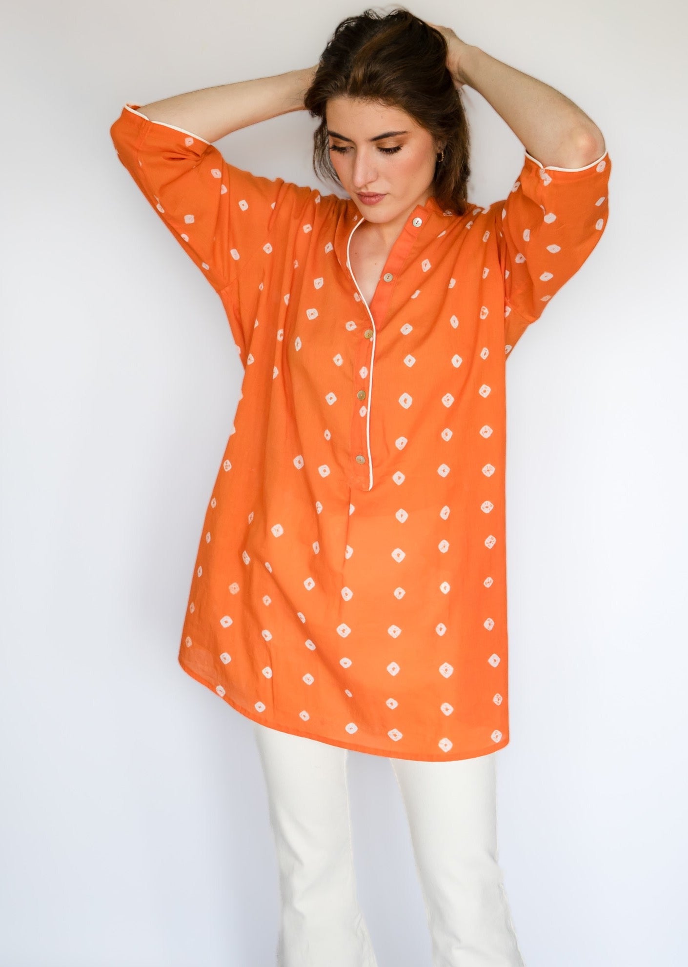 Tangerine Long Blouse