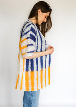 Load image into Gallery viewer, Kimono Tie Dye Yellow &amp; Blue Stripes
