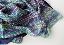 Load image into Gallery viewer, Double Stripes and Diamonds Silk Shawl
