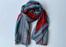 Load image into Gallery viewer, Double Stripes and Diamonds Silk Shawl
