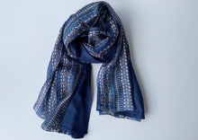 Load image into Gallery viewer, Double Stripes and Diamonds Silk Shawl
